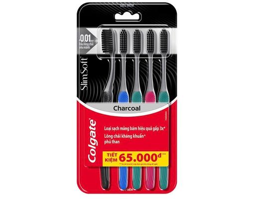 Lô 5 Bàn Chải Đánh Răng Slimsoft Charcoal Colgate