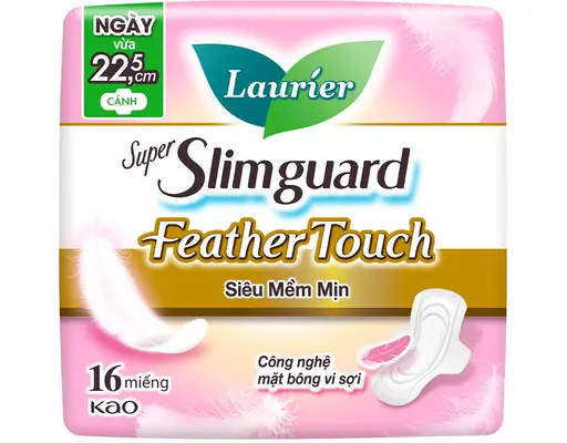 Băng Vệ Sinh Siêu Mềm Mịn Mỏng Cánh Feather Touch 22.5cm 16 Miếng Laurier