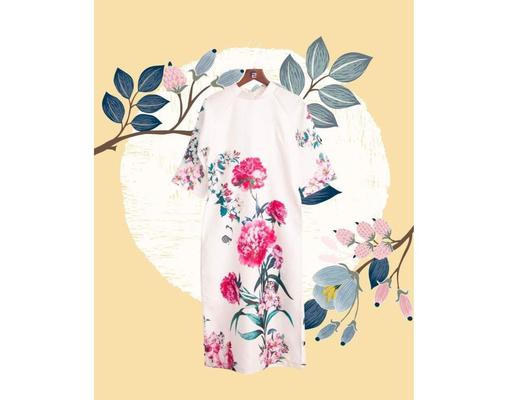 Áo Dài Gấm Trắng AD14-TMD F2 Fashion & Freedom