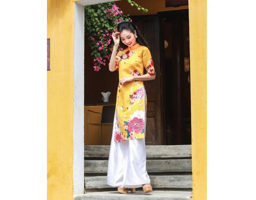 Áo Dài Gấm Vàng AD14-VC F2 Fashion & Freedom