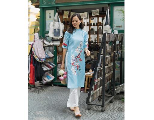 Áo Dài Gấm Xanh AD14-XH F2 Fashion & Freedom