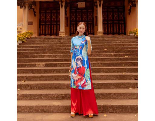 Áo Dài Gấm Xanh AD14-XPN F2 Fashion & Freedom