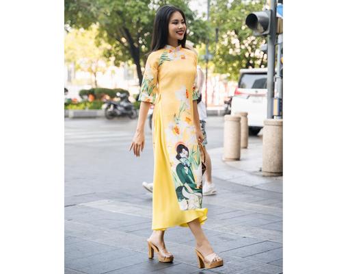 Áo Dài Gấm Cam AD14-VPN F2 Fashion & Freedom
