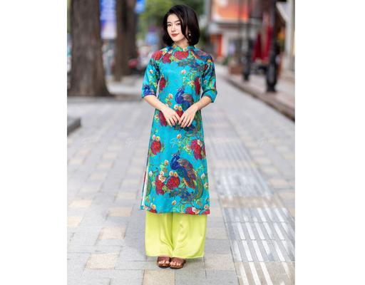 Áo Dài Gấm Xanh AD73-XCC F2 Fashion & Freedom