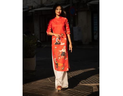 Áo Dài Gấm Đỏ AD57-DBCG F2 Fashion & Freedom