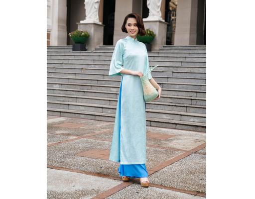 Áo Dài Gấm Xanh AD44-X F2 Fashion & Freedom