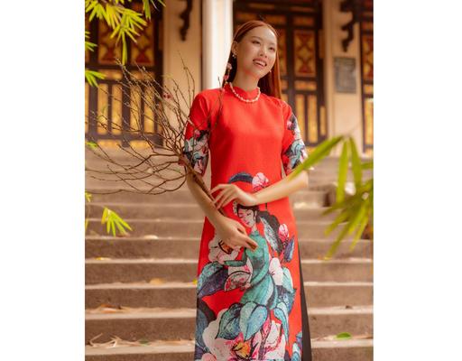 Áo Dài Gấm Đỏ AD14-DPN F2 Fashion & Freedom