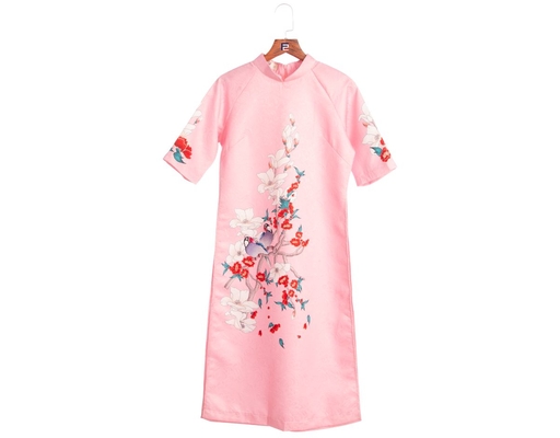 Áo Dài Gấm Hồng AD14-HHTD F2 Fashion & Freedom
