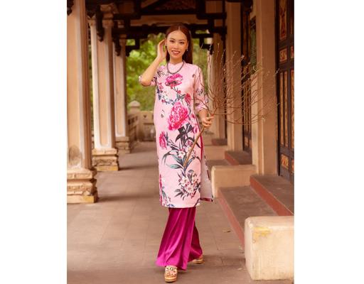 Áo Dài Gấm Hồng AD14-HMD F2 Fashion & Freedom