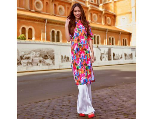 Áo Dài Gấm Mèo Nhiều Màu AD14-MNM F2 Fashion & Freedom