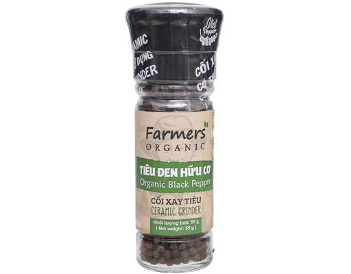 Tiêu Đen Hạt Hữu Cơ Có Cối Xay 55g Farmers