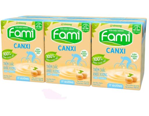 Lốc 6 Hộp Sữa Đậu Nành Canxi Ít Đường 200ml Fami