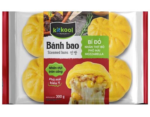 Bánh Bao Bí Đỏ Nhân Thịt Bò Phô Mai Mozzarella 300g Kitkool