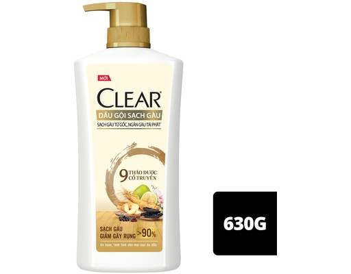 Dầu Gội 9 Thảo Dược Cổ Truyền Sạch Gàu Giảm Gãy Rụng 630g Clear