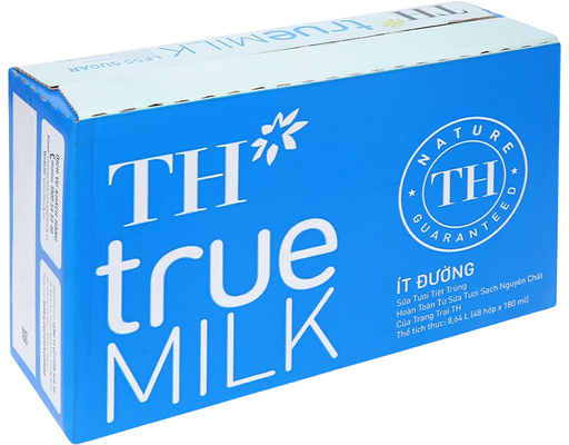 Thùng 48 Hộp Sữa Tươi Tiệt Trùng Th True Milk Ít Đường 180ml TH True Milk