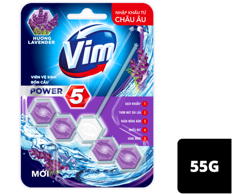 Viên Tẩy Bồn Cầu Power 5 Sạch Khuẩn Hương Oải Hương 55g VIM