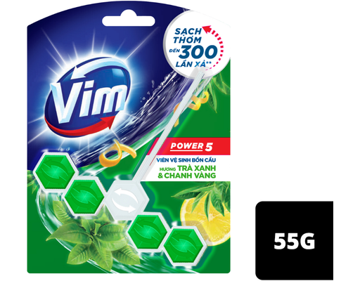 Viên Tẩy Bồn Cầu Power 5 Hương Trà Xanh & Chanh Vàng 55g VIM