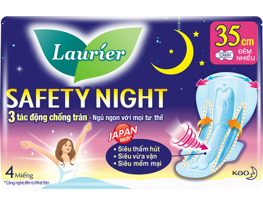 Băng Vệ Sinh Ban Đêm Safety Night 35cm 4 Miếng Laurier