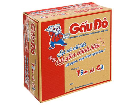 Thùng 30 Gói Mì Gấu Đỏ Vị Tôm Và Gà Hành Phi Gói 63g Gấu Đỏ