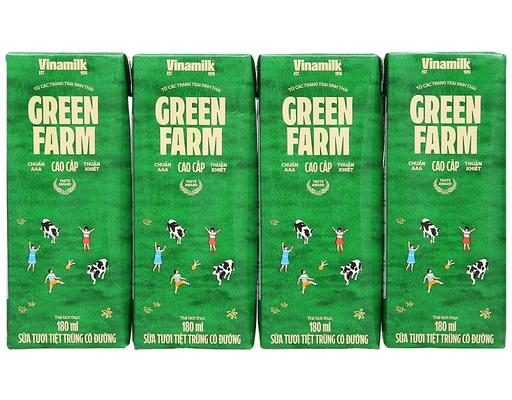 Lốc 4 Hộp Sữa Tiệt Trùng Vinamilk Green Farm Có Đường 180ml Vinamilk