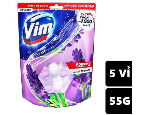 Túi 5 Viên Treo Bồn Cầu Hương Oải Hương 55g x 5 VIM