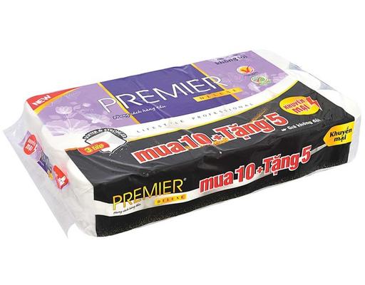 Giấy Vệ Sinh Deluxe 3 Lớp Không Lõi - 10+5 Cuộn Premier
