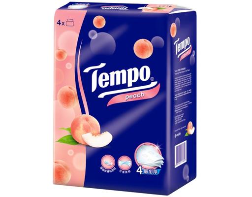 Lô 4 Gói Khăn Giấy Rút Hương Đào 4 Lớp 90 Tờ Tempo