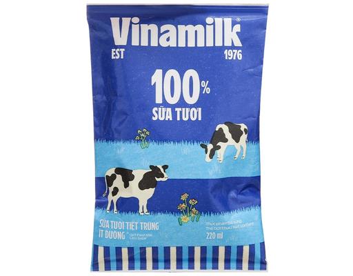 Sữa Tươi Tiệt Trùng Vinamilk 100% Ít Đường Bịch 220ml Vinamilk