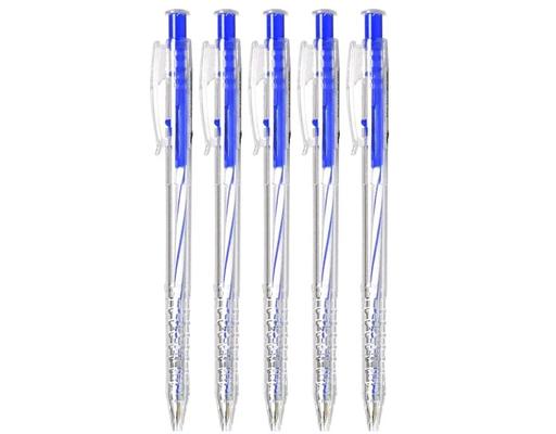 Vỉ 5 Bút Bi Bấm TL027 Màu Xanh Thiên Long