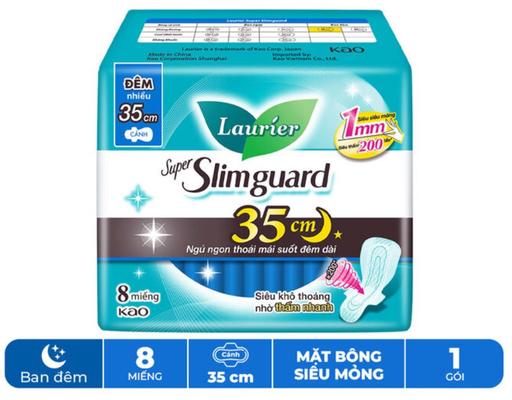 Băng Vệ Sinh Đêm Siêu Mỏng 1mm 35cm 8 Miếng Laurier