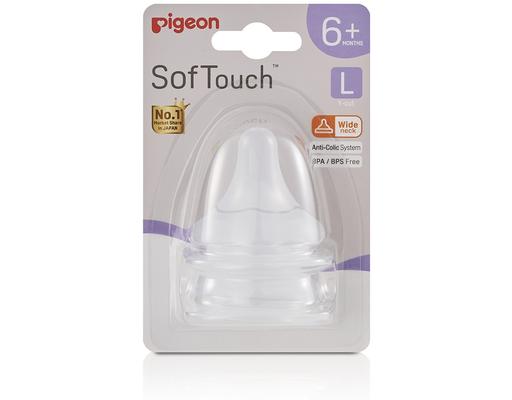 Núm Vú Silicone Siêu Mềm Plus WN3 Size L Cho Bé Từ 6 Tháng Tuổi Vỉ 2 Cái Pigeon