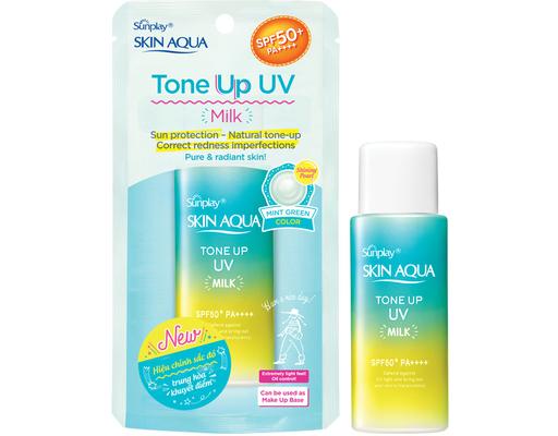 Sữa Chống Nắng Hiệu Chỉnh Sắc Da Skin Aqua Tone Up Milk Mint Green SPF50+ PA++++ 50g Sunplay