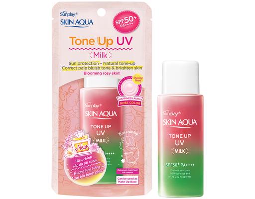 Sữa Chống Nắng Hiệu Chỉnh Sắc Da Skin Aqua Tone Up Milk Rose SPF50+ PA++++ 50g Sunplay
