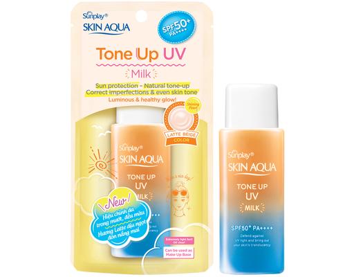 Sữa Chống Nắng Hiệu Chỉnh Sắc Da Skin Aqua Tone Up Milk Latte Beige SPF50+ PA++++ 50g Sunplay
