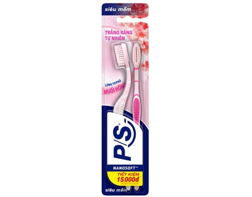 Bàn Chải Muối Đá Himalaya Trắng Răng Vỉ 2 Cây P/S