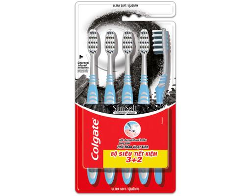 Bàn Chải Đánh Răng Slim Soft In-Between Charcoal 5 Cây Colgate
