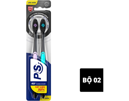 Bộ 2 Bàn Chải Đánh Răng 4D Kháng Khuẩn 99.9% P/S