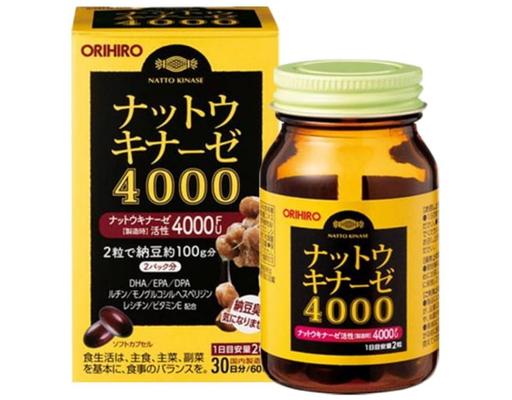 Viên Uống Nattokinase Thực Phẩm Bảo Vệ Sức Khỏe Hỗ Trợ Điều Trị Tai Biến 4000FU 60 Viên Orihiro