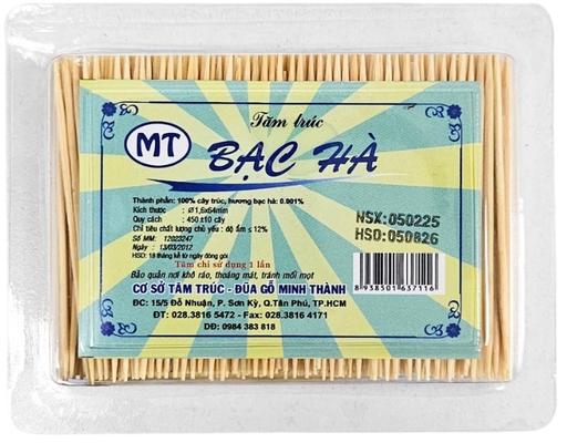 Tăm Trúc Hương Bạc Hà Nhọn 450 Cây/Hộp Minh Thành