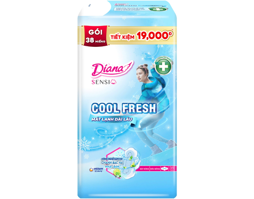 Băng Vệ Sinh Sensi Cool Fresh Siêu Mỏng Cánh Mát Lạnh 23cm 38 Miếng 38 Miếng Diana