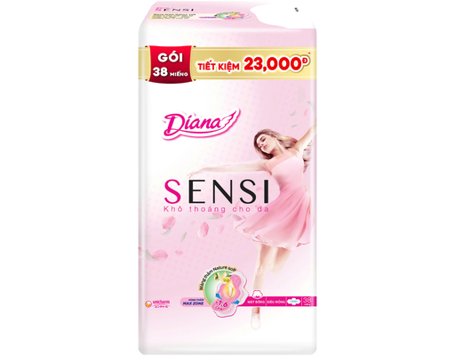 Băng Vệ Sinh Sensi Siêu Mỏng Cánh 23cm 38 Miếng Diana