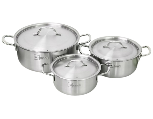 Bộ 3 Nồi Inox 1 Đáy Nắp Inox HT Cook HT-06DN Fivestar