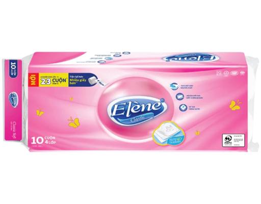 Giấy Vệ Sinh Hồng Có Lõi 3 Lớp 10 Cuộn Elène