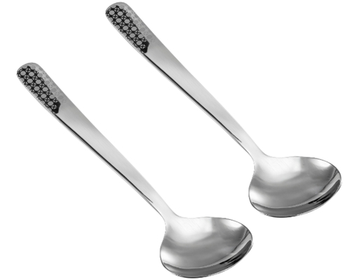 Vỉ 2 Muỗng Súp Tròn Inox  Xoáy Hoa Bếp Xinh