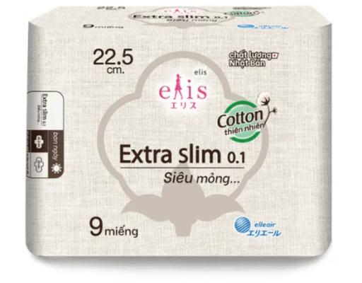 Băng Vệ Sinh Siêu Mỏng Extra Slim Cánh 0.1 22.5cm 9 Miếng Elis