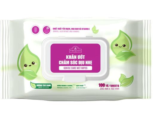Khăn Ướt Chăm Sóc Dịu Nhẹ Hương Trà Xanh 100 Tờ TOPVALU