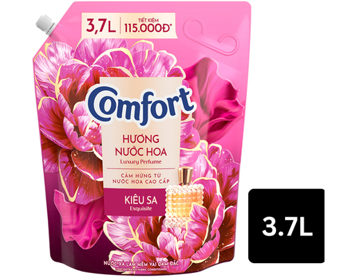 Nước Xả Vải Hương Nước Hoa Mẫu Đơn Kiêu Sa 3.7L Comfort