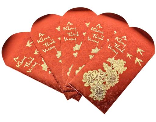 Xấp 5 Bao Lì Xì Ép Nhũ "Xuân Cúc" Vĩnh Tiến