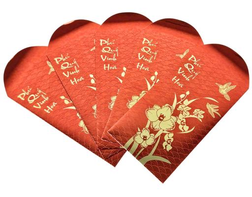 Xấp 5 Bao Lì Xì Ép Nhũ "Xuân Lan" Vĩnh Tiến