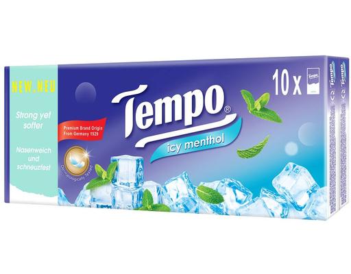Khăn Giấy Bỏ Túi Hương Bạc Hà Icy Menthol - Lốc 10 Gói x 10 Tờ Tempo